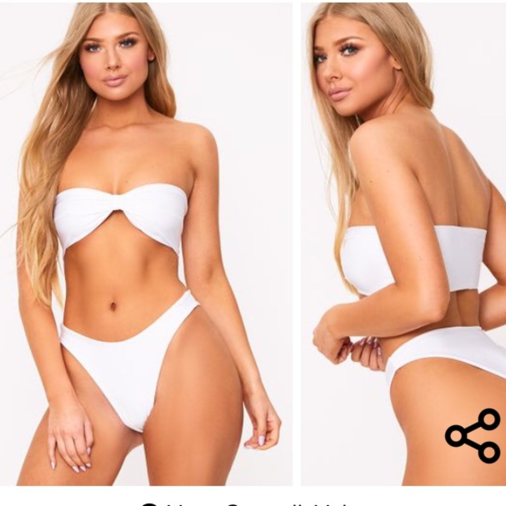 White Bow Top Bikini Set
